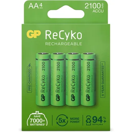 Piles rechargeables GP ReCyko AA (2100mAh) - 4 pièces