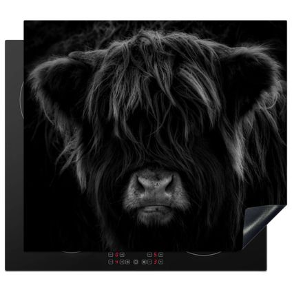 Protecteur d'induction 60x52 cm Highlander écossais - Vache - Noir - Blanc - Portrait