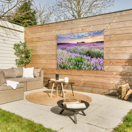 Tuinposter 120x80 cm Bloemen - Lavendel - Paars - Lucht - Zonsondergang - Weide - Natuur 3