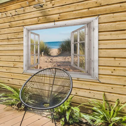 Affiche de jardin 120x80 cm Regarder à travers - Plage - Mer - Dunes - Sable - Eau - Herbe haute 4