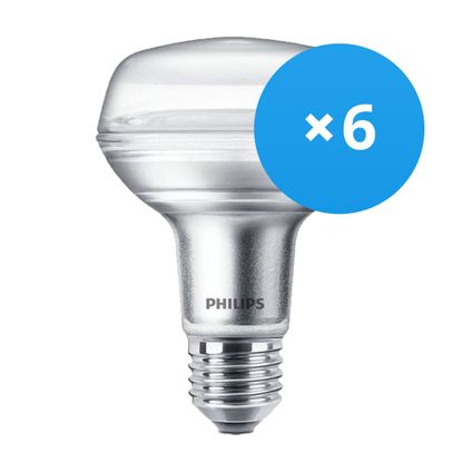 Voordeelpak 6x Philips Corepro LEDspot E27 R80 4W 345lm 36D - 827 Zeer Warm Wit | Vervangt 60W