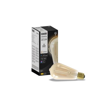Calex Slimme LED Lamp - E27 - Filament - ST64 - Goud - Warm Wit - 7W