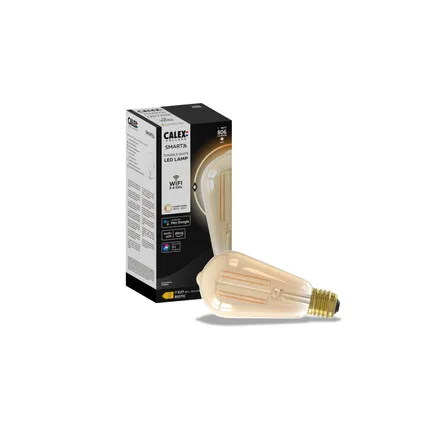 Calex Slimme LED Lamp - E27 - Filament - ST64 - Goud - Warm Wit - 7W 6