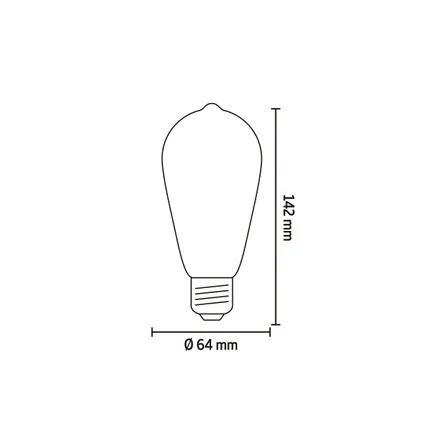Calex Lampe LED Intelligente - E27 - Filament - ST64 - Doré - Blanc Chaud - 7W 7