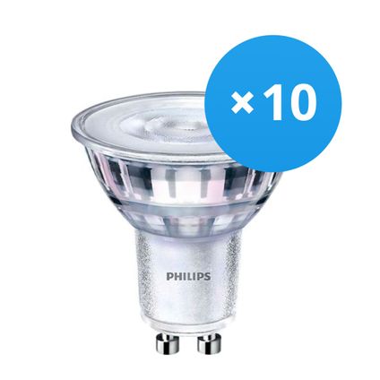 Voordeelpak 10x Philips Corepro LEDspot GU10 PAR16 3W 240lm 36D - 840 Koel Wit | Dimbaar - Vervangt