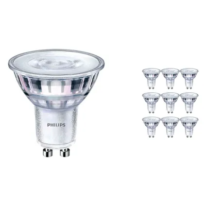 Voordeelpak 10x Philips Corepro LEDspot GU10 PAR16 3W 240lm 36D - 840 Koel Wit | Dimbaar - Vervangt 2