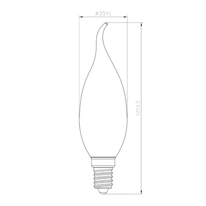 Noxion Lucent LED E14 gebogen punt Kaars Filament Amber 4.1W 350lm - 822 Zeer Warm Wit | Dimbaar - 4