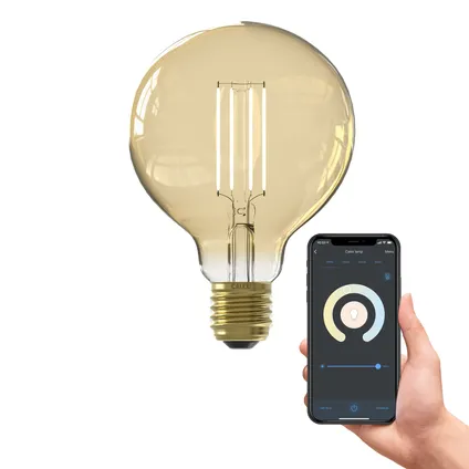Calex Slimme LED Lamp - E27 - Filament - G95 - Goud - Warm Wit - 7W 2