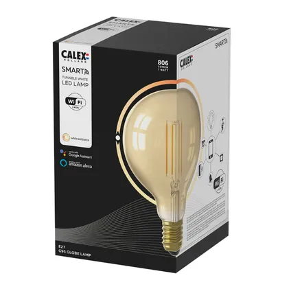 Calex Slimme LED Lamp - E27 - Filament - G95 - Goud - Warm Wit - 7W 3
