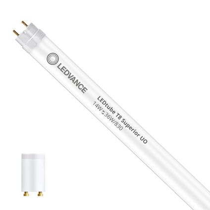 Ledvance LED Buis T8 Superior (EM/Mains) Ultra Output 14W 2340lm - 830 Warm Wit | 120cm - Vervangt