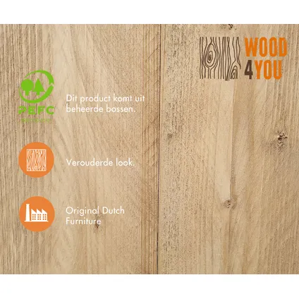 Wood4you - Eettafel Seattle - Industrial wood - hout - 200/90 cm Wit - Eettafels 5