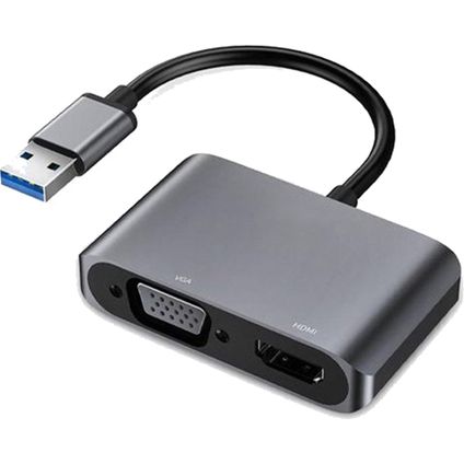 Hagibis Externe videokaart USB 3.0 naar HDMI + VGA Adapter - 4K/HD/1080P