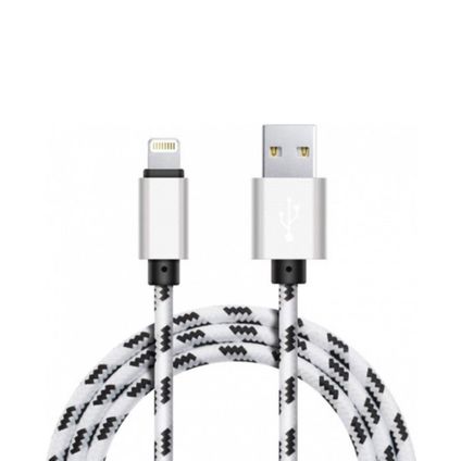 Nylon 8-pin Lightning naar USB A kabel - 0,25m - IOS2 - Wit