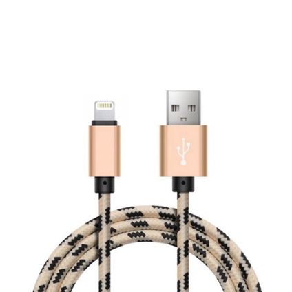 Câble Lightning en nylon à 8 broches vers USB A - 0,25m - IOS2 - Or