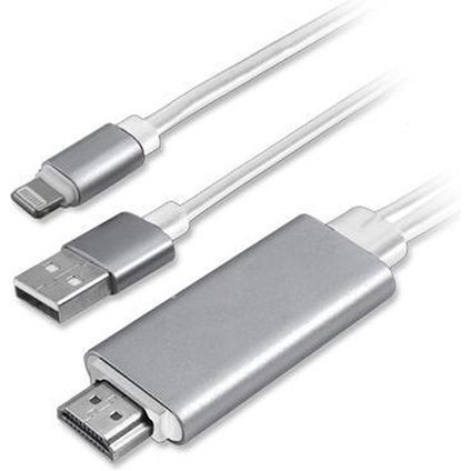 Adaptateur 8 broches Lightning vers HDMI pour Apple - alimentation USB - 2m