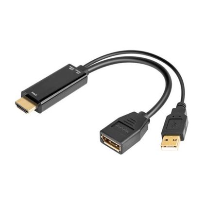 Adaptateur HDMI 2.0 vers DisplayPort - alimenté par USB - convertisseur 4K - noir - 0.15m