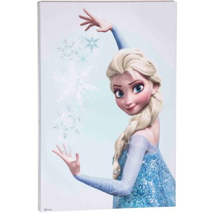 Toile imprimée pailletée Elsa Disney 70 x 50cm Bleu