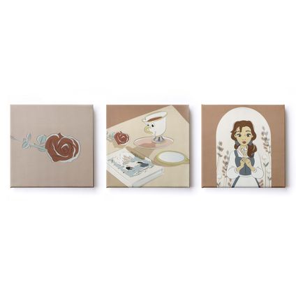 Disney Belle en het Beest | Canvas Set van 3 - 3x 30x30 cm