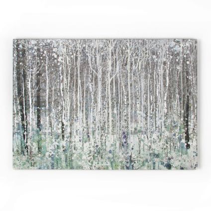 Canvas met MDF frame en zilvermetallic accenten | Berkenbos | 70x100 cm