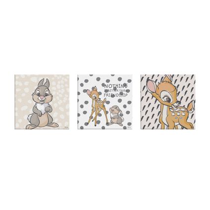 Bambi | Vriendschap - Canvas Set van 3 - 3x 30x30 cm