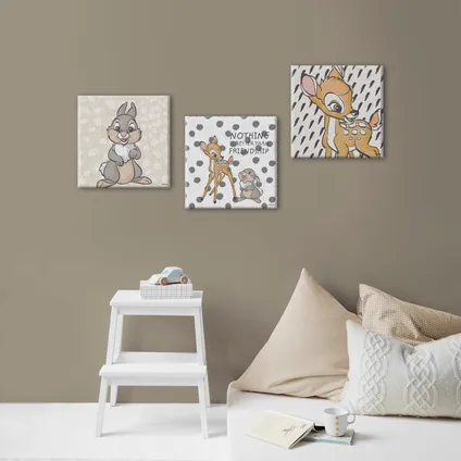 Set de 3 toiles imprimées Bambi Amitié 30 x 90cm Multicolore 2