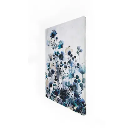 Canvas met MDF frame | Aquarel Bloemen | Grootschalig | Blauwe tinten | 100x70 cm 3