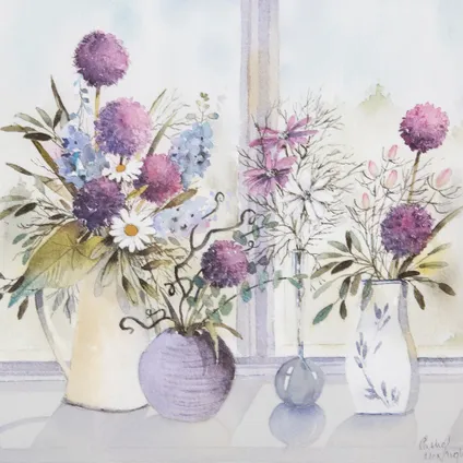 Laura Ashley Print in houtkleurig boxframe | Allium Blooms | 50x50 cm 4