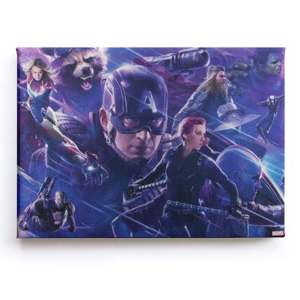 Toile imprimée Marvel Avengers - Les héros à l'attaque 70 x 50cm Bleu