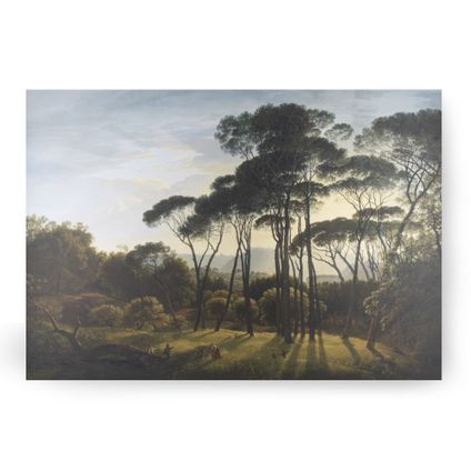 Canvas met MDF frame | Italiaans Landschap met Parasoldennen | Oude Meester Kunstwerk | 70x100 cm