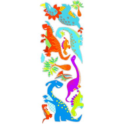 Set d'autocollants muraux Dinosaures 25 x 70cm Multicolore