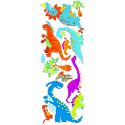 Set d'autocollants muraux Dinosaures 25 x 70cm Multicolore