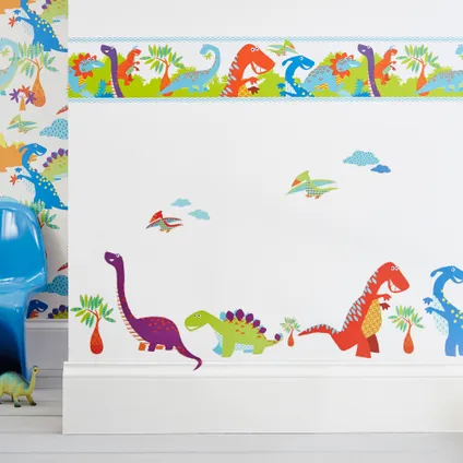 Set d'autocollants muraux Dinosaures 25 x 70cm Multicolore 3