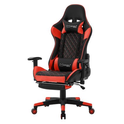 Chaise de jeu d'ordinateur pivotante et réglable ergonomique chaise noir-rouge