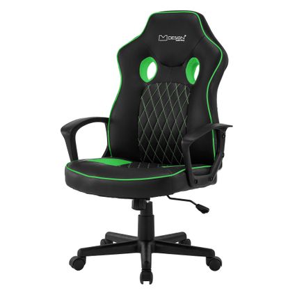Chaise de jeu d'ordinateur PC pivotante et réglable chaise de bureau noir-vert