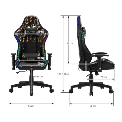 Gaming stoel met RGB-verlichting en Bluetooth-boxen Zwart/Camouflage in kunstleer ML-Design 8