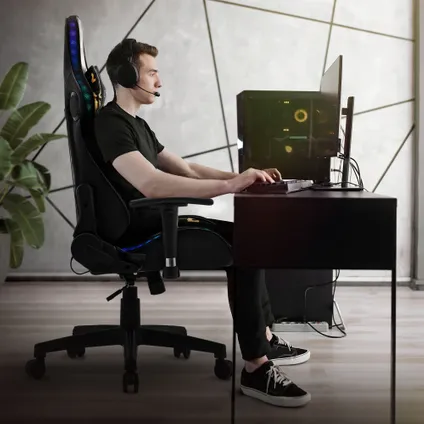 Gaming stoel met RGB-verlichting en Bluetooth-boxen Zwart/Camouflage in kunstleer ML-Design 9