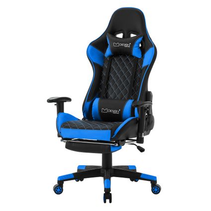 Chaise de jeu d'ordinateur pivotante et réglable ergonomique chaise noir-bleu
