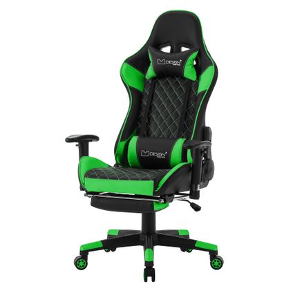 Chaise de jeu d'ordinateur pivotante et réglable ergonomique chaise noir-vert
