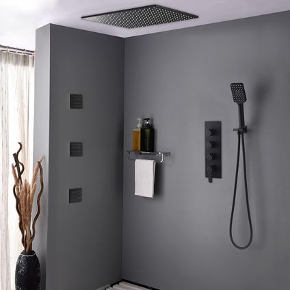 Standaard 400 mm inbouw douche-unit voor plafondmontage - Zwart