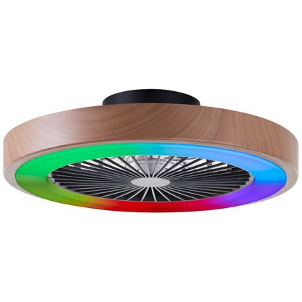 Ventilateur de plafond Brilliant Slimline bois noir ⌀49cm CCT RGB 40W