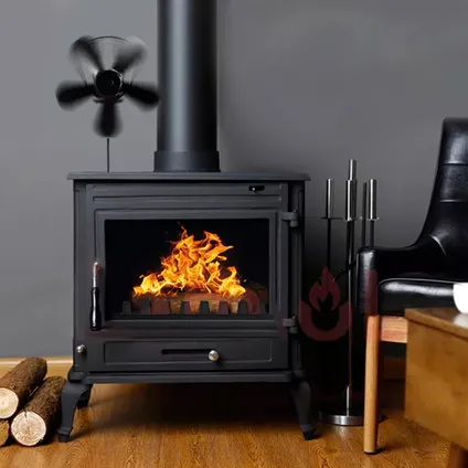 Pitt & Co.® Ventilateur de poêle pour poêle à bois Ventilateur de cheminée Noir 6