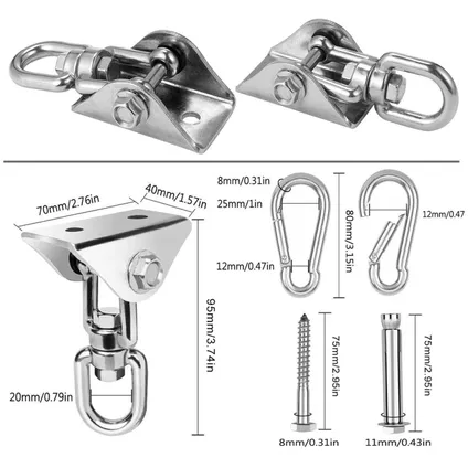 Pitt & Co. ® Ceiling Hook Silver Suspension de sac à dos, balançoire et système de suspension 5
