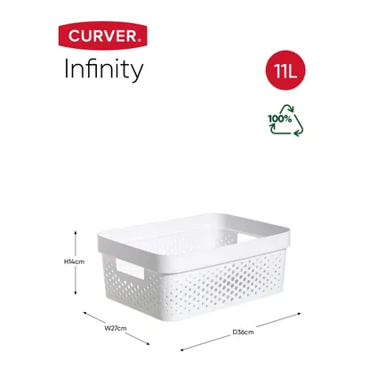 Curver Infinity Dots Recycled Boîte - 11L - lot de 3 - Blanc 3