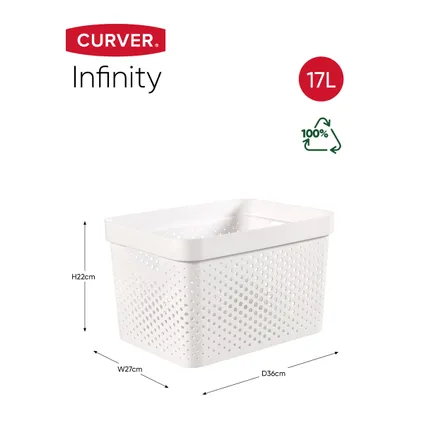Curver Infinity Recycled Dots Opbergbox - 17L - 3 stuks - Wit 3