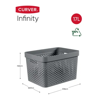 Curver Infinity Recycled Dots Opbergbox - 17L - 3 stuks - Grijs 3