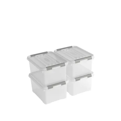 Curver Handy+ Opbergbox - 15L - 4 stuks - Transparant met deksel 2