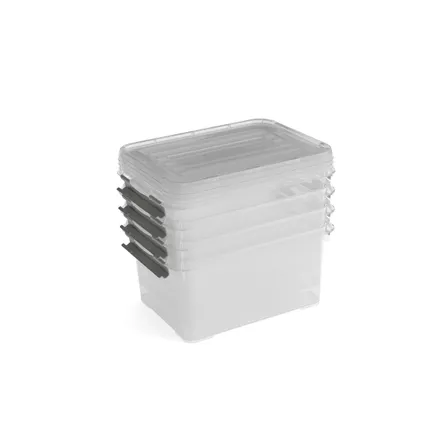 Curver Handy+ Opbergbox - 15L - 4 stuks - Transparant met deksel 4