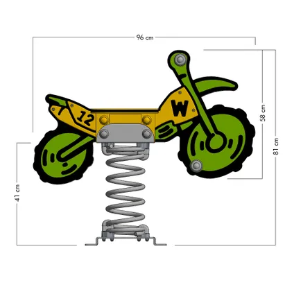 Wickey Bascule sur ressort Dirtbike Crossey vert/jaune 3