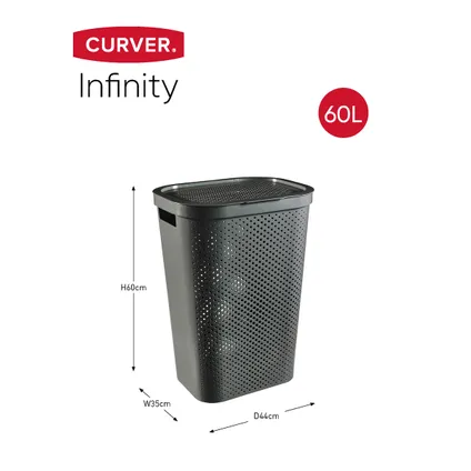 Curver Infinity Wasmand + deksel - 60L - 2 stuks - Grijs/Groen 3