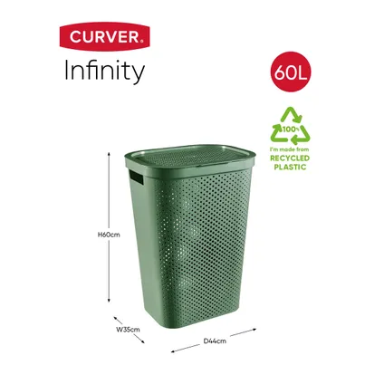 Curver Infinity Wasmand + deksel - 60L - 2 stuks - Grijs/Groen 7
